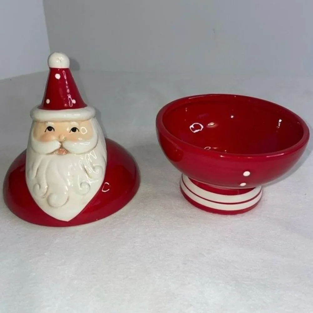 Johanna Parker Santa & Snowman Ceramic Salt & Pepper Shakers & Candy Dishes